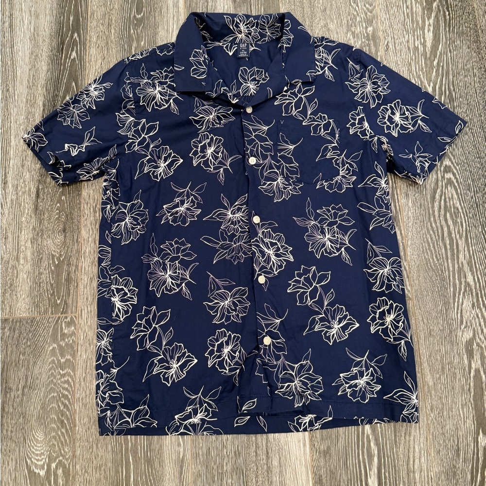 GAP Navy and White Floral Boys Shirt
